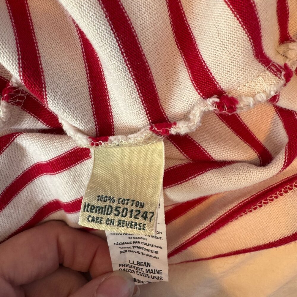 Red and Cream Striped Cotton Pullover Hoodie with Lacing - L - Picture 8 of 9